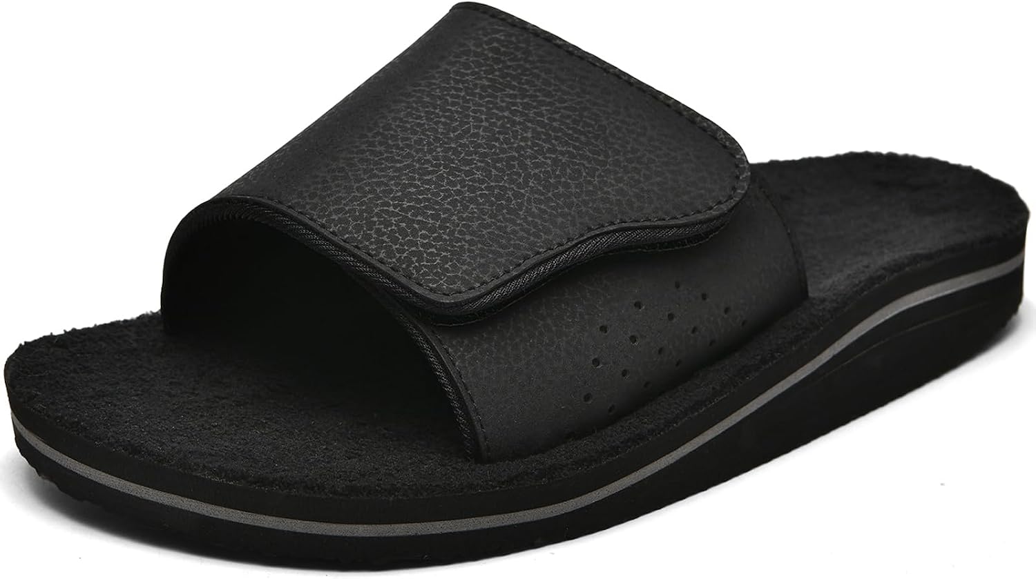 61gzaE2otHL._AC_SL1500_.jpg Men's Fuzzy House Slippers With Arch Support Indoor Outdoor House Shoes Heel Cup Slides with Soft Cushion Footbed - Image 1