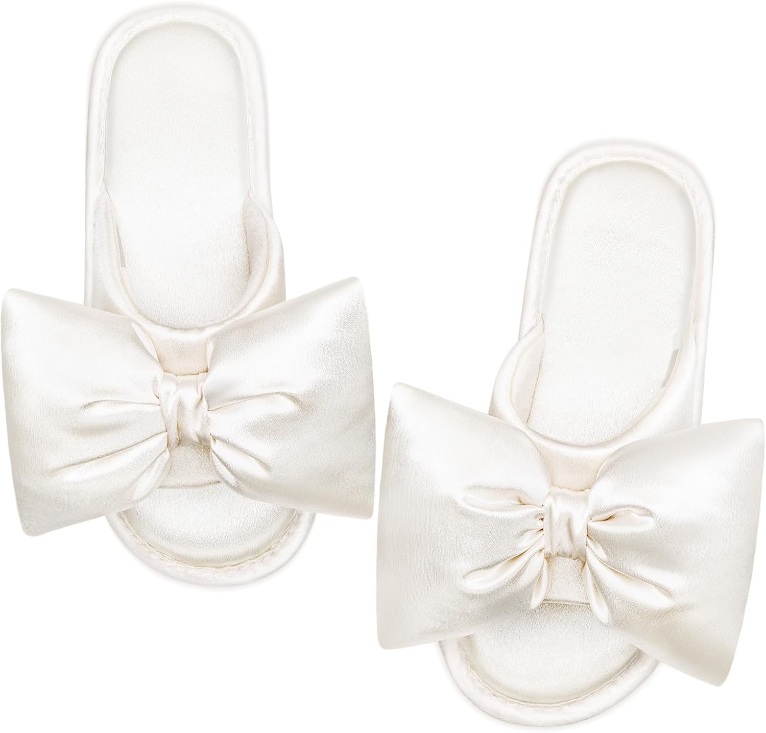 61qfOdDC2lL._AC_SL1500_.jpg Women's Satin Open-Toe Bow Slippers Memory Foam Indoor Bedroom House Shoes - Image 1