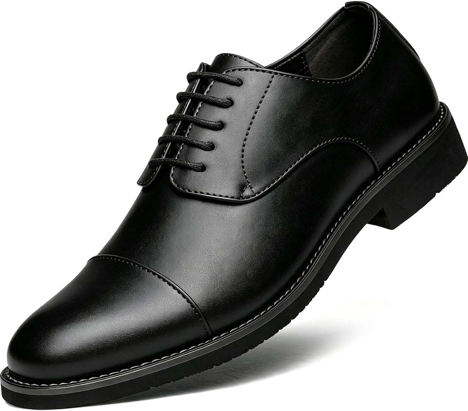 710p0EjNrBL._AC_SL1500_.jpg Men's Dress Shoes Classic Cap-Toe Oxfords Formal Business Tuxedo Suit Fashion Men Lace-Up Leather Derby Shoes Comfortable Lightweight Non-Slip Office Work Driving Wedding Footwear - Image 1